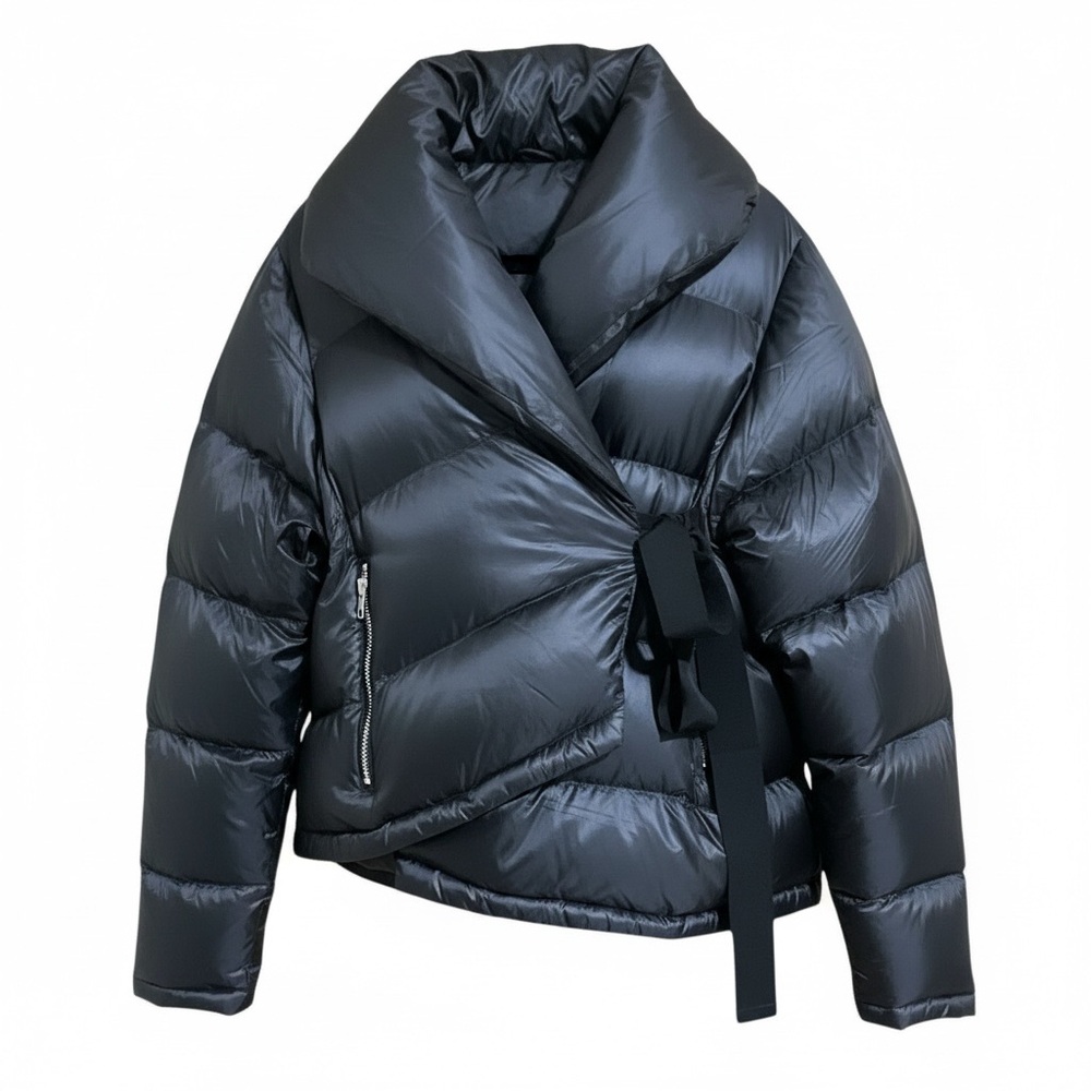 JULIETTE FABBRI Women's Black Asymmetrical Down Puffer Jacket US 6/8 NWT